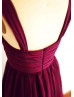 Plum Purple Pleated Chiffon Short Bridesmaid Dress